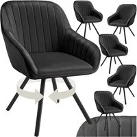 tectake Esszimmerstuhl Drehbarer Armlehnstuhl gepolstert, in Samtoptik, 58 x 58 x 82 cm (Bürostuhl Snug in schwarz, 6 St), 360° drehbar, Stahlbeine, höhenverstellbar, Belastbarkeit 120 kg