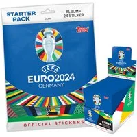 Topps Sammelkarte UEFA EM 2024 Germany Sticker 1 Starter Pack + 1 Display (100 Tüten)