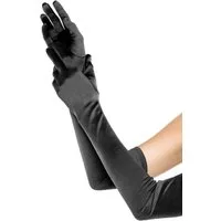 Leg Avenue Kostüm Satin Handschuhe extra lang schwarz, Lange Damenhandschuhe aus feinem Stoff