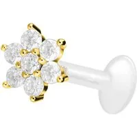 PIERCINGLINE Piercing-Set PTFE Labret mit Innengewinde + Titan-Aufsatz KRISTALLBLUME (Labrets, 1-tlg)