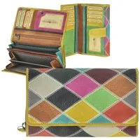Greenburry Geldbörse "Candy Shop" Portemonnaie Damen Leder 17x10cm bunt, mit 14 Kartenfächern und Reißverschluss-Münzfach