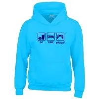 coole-fun-t-shirts Hoodie EAT Sleep PLAYSI Kinder Sweatshirt mit Kapuze Hoodie Gr.128-164 cm