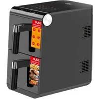 Elta Heißluftfritteuse Vertikal Doppelstock, 1700 W, 11 L Dual Zone XXL mit 2 unabhängigen Fächern, undTouchscreen