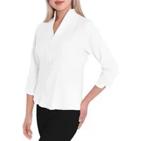 HEVENTON Klassische Bluse 3/4-Ärmel, Business-Bluse mit Kelchkragen, bügelleicht