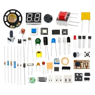 Essential Electronics Components Kit 50 Types Electronic Parts Resistors Capacitors Diodes Transistors LEDs Connectors B