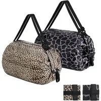 FOUORTUNATE-BEE Handtasche 2er Set faltbare Einkaufstaschen mit Reißverschluss, groß, Wiederverwendbare Damen-Tasche für Reisen, Camping & Strand