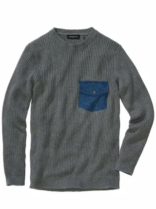Mey & Edlich Herren Mit-Jeans-Pullover Grau 50 % Polyester, 38 % Baumwolle, 12 % Viskose