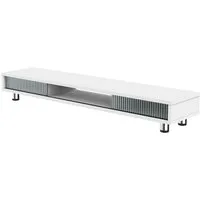 Fenge Monitorständer 108 cm breite Bildschirmerhöhung mit 2 Glas-Schiebetüren, (für 2 Monitore, höhenverstellbare Eisenbeine mit rutschfesten Fußmatten)