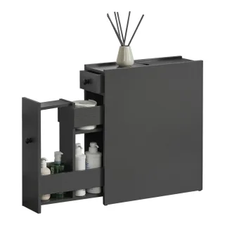 [en.casa] Seitenschrank, Dunkelgrau, Holzwerkstoff, 16x58x48 cm, Badezimmer, Badezimmerschränke