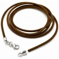 unbespielt Lederband Lederband Braun Karabinerverschluss Silberfarben Länge 1 m kürzbar, Modeschmuck für Damen und Herren