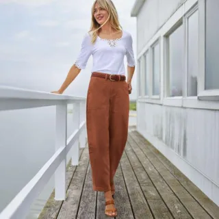 Barrel-Chinos High Waist, Damen,  Orange, Baumwolle/Elasthan, by Lands' End