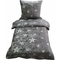 Leonado Vicenti Bettwäsche Mikrofaser Sterne 135x200 cm 155x200 cm 155x220 cm Allergikergeeignet, Microfaser, 2 teilig, Grau Gestreift Sterne Galaxy