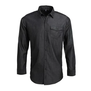 Premier - Hemd Jeans Style Naht für Herren (Jeans-Schwarz)