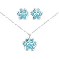 ALEXANDER YORK Schmuckset 925 Sterling Silber, Schmuckset, PFOTE aqua, 4-tlg.