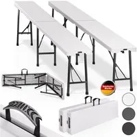 Casaria Gartenbank (2-St), 2er Set Bierbank Klappbar Kunststoff 8 Personen Tragegriff