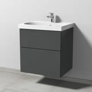 Sanipa 3way Waschtischunterbau zu Geberit Acanto Waschtisch mit 2 Auszügen, Anthrazit-Matt SM41522