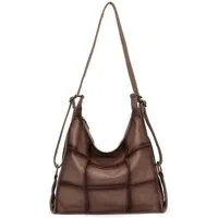 ITALYSHOP24 Schultertasche Damen XXL Tasche Shopper Rucksack Vintage Tote Bag Handtasche Hobo Bag, Umhängetasche Beuteltasche Messenger Leder Optik Crossbody Damentasche