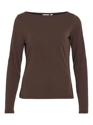 VILA - VIMODALA BOATNECK L/S TOP - NOOS Coffee Bean - Gr. - M