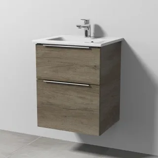 Sanipa 3way Keramik-Set Venticello Keramik-Waschtisch und Unterbau mit 2 Auszügen, Eiche-Nebraska UM32037