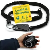 KOHLBURG Zahlenkettenschloss Sicheres Taschenschloss aus Kette & Zahlencode 129cm lang, Robuste Sicherheit für Kinderwagen, Ski, Motorradhelm, Koffer, & mehr
