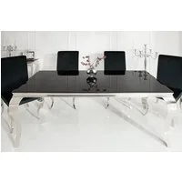 riess-ambiente Esstisch MODERN BAROCK 200cm schwarz / silber (1-St), Esszimmer · Opalglas · Edelstahl · eckig