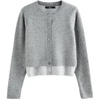 Next Rundhalspullover Doppellagige Strickjacke mit Rundhalsausschnitt (1-tlg)