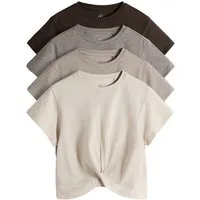 The Set T-Shirt The Set T-Shirt mit Drehdetail vorne, 4er-Pack (4-tlg)