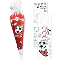 itenga Schultüte itenga DEKO-SET für SCHULTÜTE FUSSBALL rot weiss