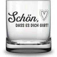 Lasernauten Whiskyglas Glas mit Gravur Schön, dass es dich gibt Geschenk für Freund Freundin, mit Gravur