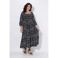 Ulla Popken Midikleid Midikleid A-Linie Carré-Ausschnitt 3/4-Arm