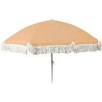 Meinposten Sonnenschirm Ø 155 cm Strandschirm mit Fransen UV-Schutz 30+ Balkonschirm Schirm, LxB: 109,00x155,00 cm, abknickbar