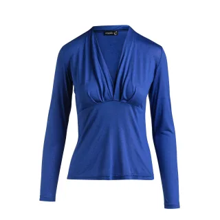 Langärmeliges Faux-Wrap-Top aus nachhaltigem Stretch-Jersey mit Kaschmirmischung