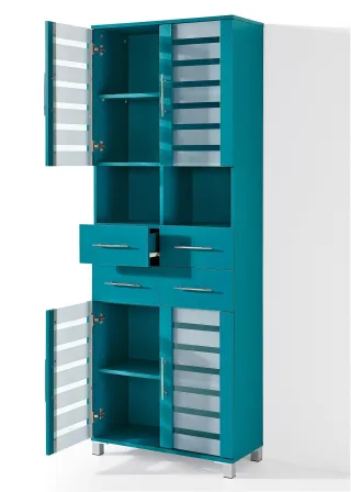 bonprix Badezimmer Hochschrank breit, petrol, Gr.185x68 cm, Hochschrank mit viel Stauraum