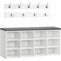 Hoobro Garderobe Wandgarderobe mit 9 Haken, Schuhschrank für Flur, Eingangsbereich