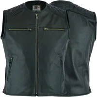 German Wear Motorradweste GW694 Black Motorrad Lederweste Biker Motorradweste Weste schwarz