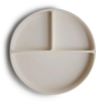 Mushie Silikon Menüteller mit Saugring ivory