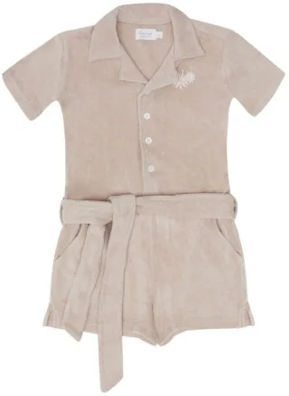 Leevje Frottee Jumpsuit 'Flowers' Dusty Rose 74/80 dusty rose