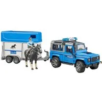 Bruder® Spielzeug-Auto Bruder 02588 Land Rover Defender Polizeifahrzeug, Pferdeanhänger, Pfer