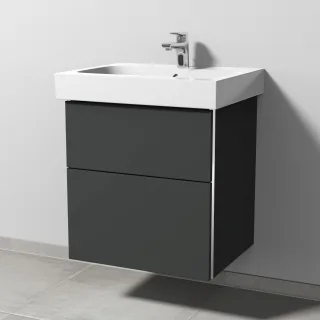 Sanipa 3way Waschtischunterbau zu Geberit iCon Waschtisch mit 2 Auszügen, Graphit-Matt BP6501B