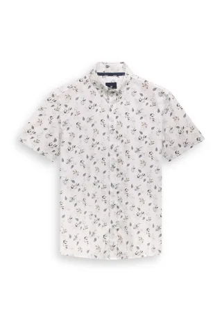 State of Art - Popeline-Hemd mit botanischem Print beige/blau - Gr. - XXL