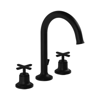 VitrA Origin Classic Zweigriff-Waschtischarmatur mit Ablaufgarnitur Schwarz Matt,A4289236 A4289236