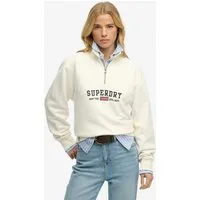 Superdry Sweatshirt ATH ESS GRAPHIC HALF ZIP aus Baumwolle, Loose Fit, mit Rippbündchen am Saum
