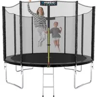 Kinetic Sports Gartentrampolin SALTO, Ø 305 cm, Kindertrampolin Set mit Sicherheitsnetz, USA Sprungtuch, Leiter