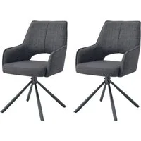 Home affaire Drehstuhl BELLEVILLE, 2er Set, mit Metallgestell in matt schwarz (Set, 2 St)