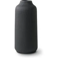 flature Tischvase Keramik Vase Schwarz mit Rillen - für Pampasgras und Blumen