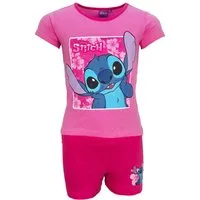 Disney Print-Shirt Disney Stitch Kinder Mädchen Sommerset Shorts plus T-Shirt 100% Baumwolle, Gr. 98 bis 128