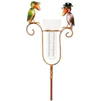 Exner GmbH Garten- & Wohnaccessoires Art Ferro Regenmesser mit zwei verrückten Vögeln aus Metall Regenmesser