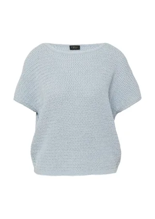 s.Oliver BLACK LABEL - Locker geschnittener Strickpullover mit U-Boot-Ausschnitt blau - Gr. - L