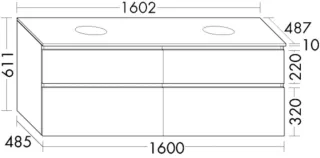 Burgbad Waschtischunterschrank Lin20 HGL 611x1602x487 Sand Hochglanz, SGIH160F5367 SGIH160F5367