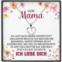22Feels Schmuckset Mama Geschenk Frauen Mutter Herz Halskette Muttertag Damen Schmuck (inkl. Geschenktasche, Karte(n), Poliertuch, Beutel), Silber 925/000, Karte Made In Germany